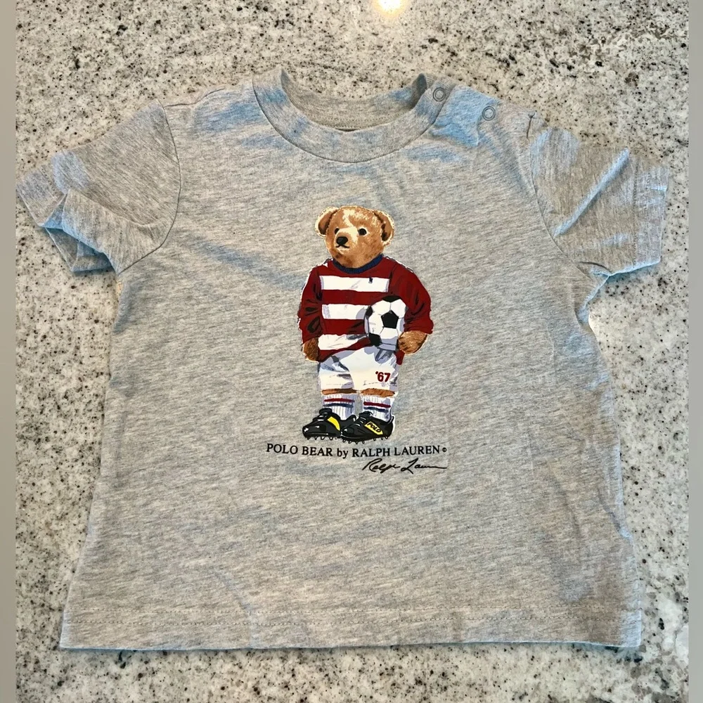 Ralph Lauren Shirt soccer ball bear baby 12 months